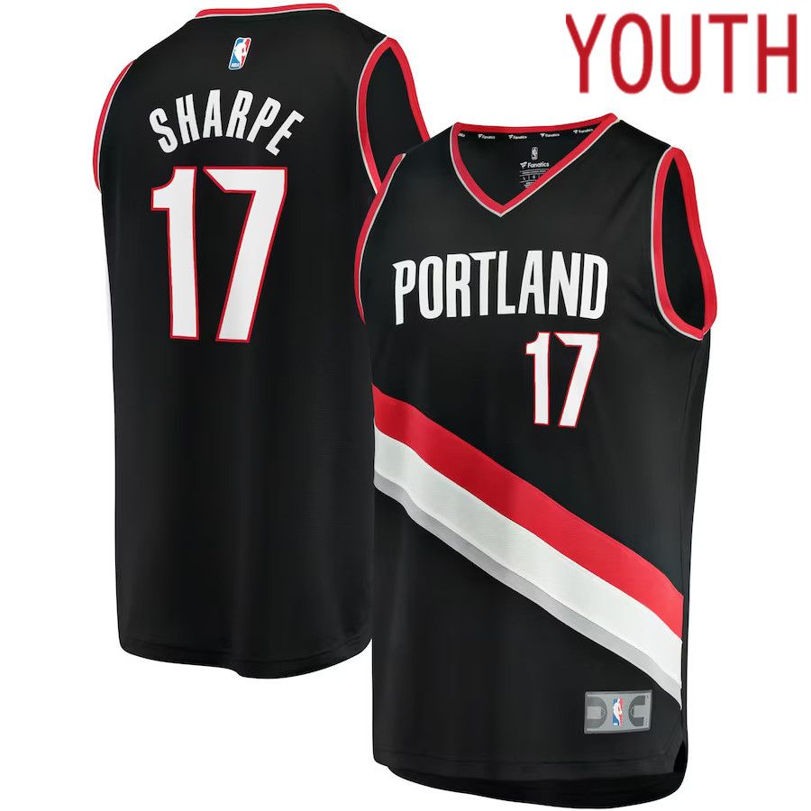 Youth Portland Trail Blazers 17 Shaedon Sharpe Fanatics Branded Black 2022 NBA Draft First Round Pick Fast Break Replica NBA Jersey